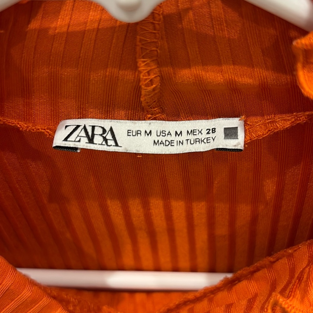Zara Orange Ruffled Ribbed Tank Top - Picture 2 of 2